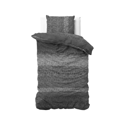 Afbeelding van Dekbedovertrekken Flanel DreamHouse Lits jumeaux (240 x 200/220 cm) Gradient Knits Antraciet Koopjedeal.nl Altijd de beste deal