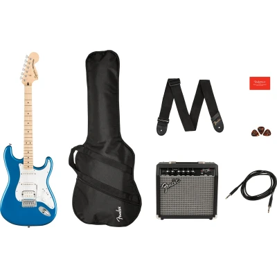 Afbeelding van Squier Affinity Stratocaster HSS Lake Placid Blue Starterpack Elektrische gitaar starterset blauw