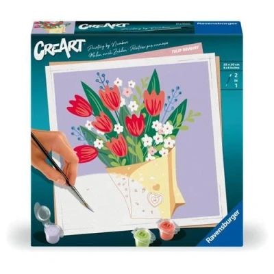 Image de CreArt 20x20 cm Bouquet de tulipes, Loisir créatif, Adulte, Peinture par numéros, 25518,