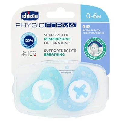 Afbeelding van Chicco Fopspeen Physio Air Junior Siliconen Wit/geel 2 Stuks