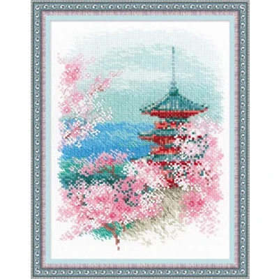 Afbeelding van Borduurpakket Sakura. Pagode