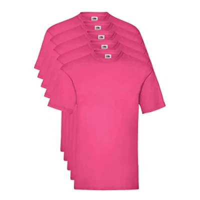 Afbeelding van Fruit of the Loom Valueweight T shirt voor heren, 5 stuks, Roze (Fuchsia 52)