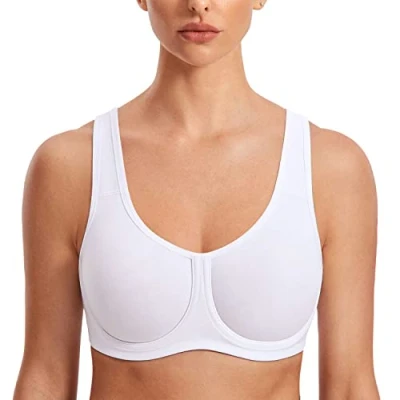 Afbeelding van SYROKAN Max Control Solid High Impact beugelsportbeha voor dames, grote maat, Wit.