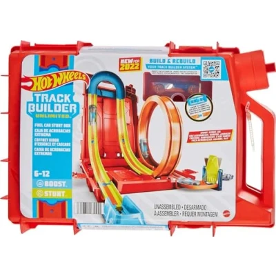 Image de Hot Wheels Coffret Construction Circuit Petite Voiture Cascades Bidon D’Essence Track Builder Unlimited, 1 Véhicule Inclus, Jouet Enfant, A Partir De 6 Ans, HDX78