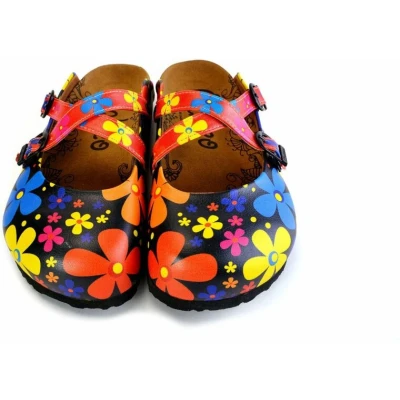 Afbeelding van Goby Colored Daisy&#039;s Clogs Handgemaakt Premium Kwaliteit Maat 35