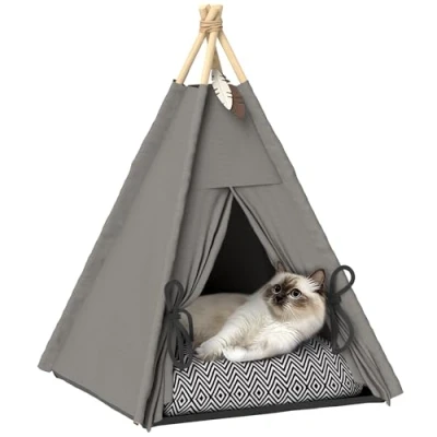 Afbeelding van PawHut Tent met kussen antislip voor katten en honden