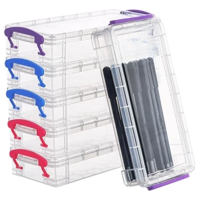 Afbeelding van Belle Vous Plastic Potloden Opslag Doos (6 Pak) L20,5 x B9,5c H4,2 cm Geassorteerd Gekleurde Stapeldoosjes Organizer Voor Kwasten, Schilderen, Potloden, School &amp; Kantoorbenodigdheden