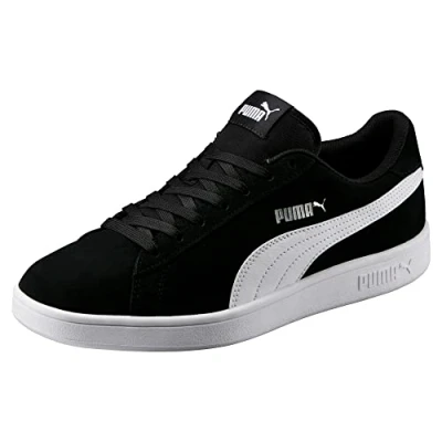Image de PUMA Mixte Smash V2 Baskets, Noir Blanc Argent, 37 EU