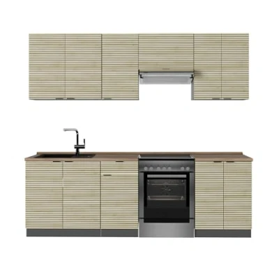 Afbeelding van Vicco Fame Line Complete keukeneenheid 240 cm , WB Eik Eiken paneel/antraciet