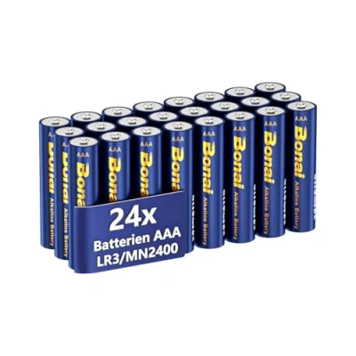Afbeelding van BONAI Longlife 24 stuks 1,5 V Micro LR03 AAA alkalinebatterijen, krachtig, ideaal voor wekker, thermometer, decoratieve lampen en andere apparaten met een hoog stroomverbruik