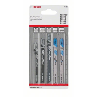 Afbeelding van Bosch Accessories 2608667857 Decoupeerzaagbladenset Wood and Metal Basic, 5 delig, 1 noks schacht stuk(s)