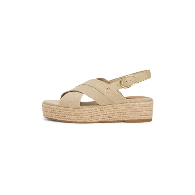 Afbeelding van Tommy Hilfiger Sandalen met plateauzool, Dames, Maat: 36, Horseradish Katoen