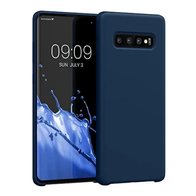 Afbeelding van kwmobile telefoonhoesje geschikt voor Samsung Galaxy S10 Plus / S10+ Hoesje met siliconen coating Smartphone case in marineblauw