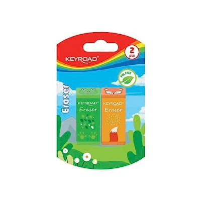 Afbeelding van KEYROAD Set van 2 gummen, dieren/gummen voor potlood en potlood/blister/kleurenmengsel/ideaal school kantoor