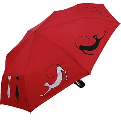 Afbeelding van Doppler Cats Friends Mini zakparaplu met automatische opening, rood