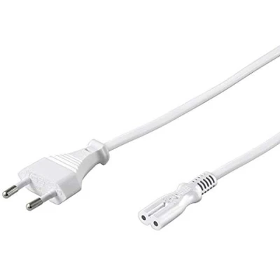 Afbeelding van PremiumCord kpspm2w netsnoer 230V 2m, met Eurostekker naar Euro stekker Double C7 2 polig, IEC 320, recht, kleur: wit