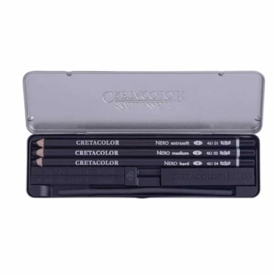 Image de Set de poche 7 crayons d&#039;artiste imperméables pour esquisses noir brillant Brevillier&#039;s Cretacolor