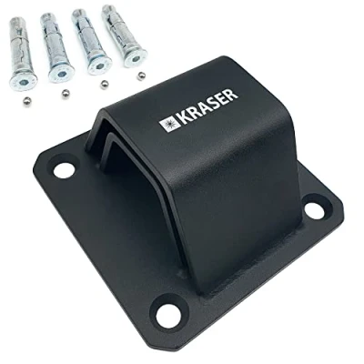 Afbeelding van KRASER KR52B Bodem of wandanker van zeer sterk staal met dubbele beugel, anti aanval + basis en 4 ankerpunten, dubbellaagse lak, beveiliging voor motorfiets, fiets, aanhanger
