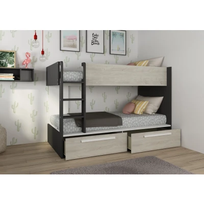 Afbeelding van Jules stapelbed met twee lades 90x200 Antraciet