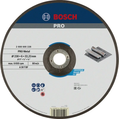 Image de BOSCH 2608600228 disque à poncer courbé Expert pour métal grandes meuleuses d&#039;angle avec écrou de serrage 230x6 mm