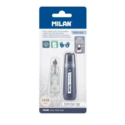 Afbeelding van MILAN BWM10478B correctietape, 5 mm x 6 m, 1 navulverpakking, serie 1918, marineblauw
