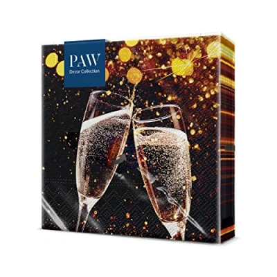 Afbeelding van PAW Papieren servetten, 3 laags (33 x 33 cm), 20 stuks, tafeldecoratie voor speciale gelegenheden en ontvangsten bij zoals Nieuwjaar (Sparks of Celebration)