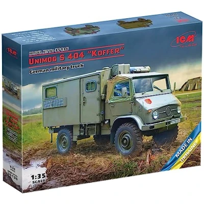 Afbeelding van 1:35 ICM 35136 Unimog S 404 with Box body German military truck Plastic Modelbouwpakket