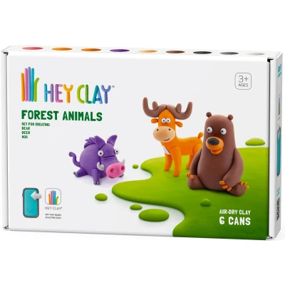 Afbeelding van Hey Clay Interactieve Boetseerklei Forest Animals (6 kleuren)