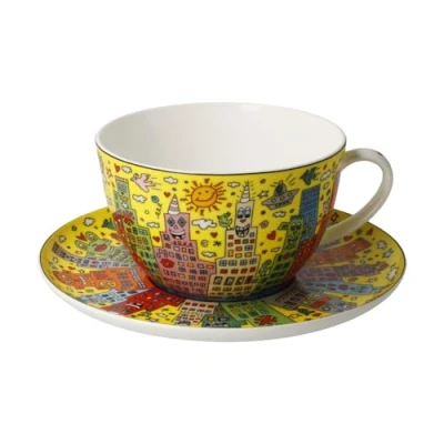 Afbeelding van Goebel James Rizzi Kop en schotel Cappuccino My New York City Sunset Porselein 500ml