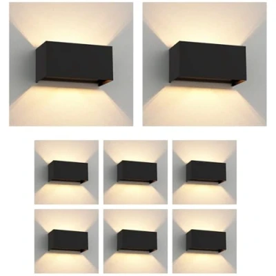 Afbeelding van ledscom.de 8 pièces Applique murale CUBEL pour l&#039;extérieur, IP65, Up /Downlight, noir mat, carré, 2x G9 max. 10W