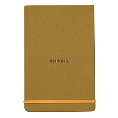 Afbeelding van RHODIA 194340C hardcase webnotepad goud A6 gelinieerd 192 pagina&#039;s afneembaar licht papier ivoorkleurig 90 g/m? bladwijzer, elastische sluiting envelop van kunstleer Rhodiarama