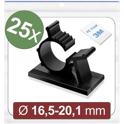 Afbeelding van Quadrios 24CA453 Bevestigingssokkel Zelfklevend Bundel Ø (bereik) 16.5 tot 20.1 mm Zwart 25 stuk(s)
