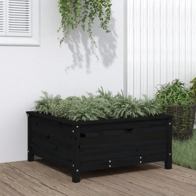 Afbeelding van Plantenbak 82,5x82,5x39 cm massief grenenhout zwart