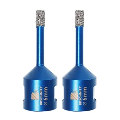 Afbeelding van BRSCHNITT Diamanttegelboor, 6 mm, 2 stuks, vacuümgesoldeerd en boorkroon met schroefdraad M14 voor droog boren van porselein, tegels, graniet marmer