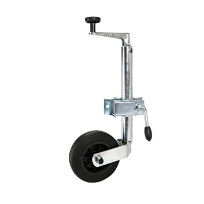 Image de OROK Bride + Roue Jockey remorque diamètre 35mm avec manivelle Acier galvanisé Kit Pleine Plastique 160mm Charge Max. à la flèche 80kg Livrée visserie