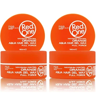 Afbeelding van RedOne 2 stuks oranje waterhaarwas, 150 ml, ultra grip, haarwax voor mannen en vrouwen, geur, maximale controle