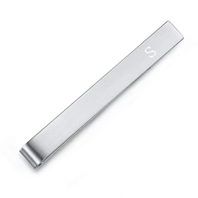 Afbeelding van Honey Bear Heren initialen alfabet dasspelden, normale maat, roestvrij staal, voor huwelijkscadeau, zakelijk, 5,4 cm, geborsteld zilver, 54 mm, rvs
