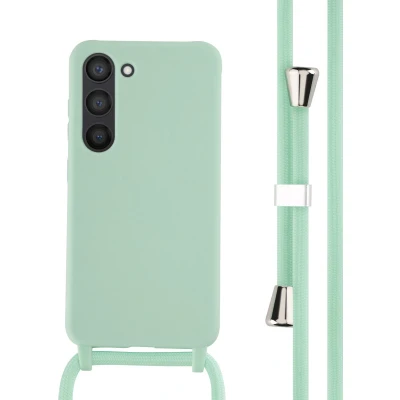 Afbeelding van iMoshion hoesje Geschikt voor Samsung Galaxy S23 met koord Siliconen Mintgroen