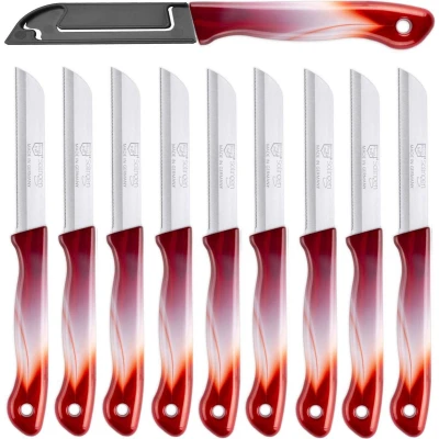 Afbeelding van DKS Solingen Tomatenmes Gekarteld RVS Lemmet 19,5cm Donker Rood/Wit 10 stuks