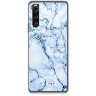 Afbeelding van Case Company® hoesje geschikt voor Sony Xperia 10 IV Blauw marmer Soft Cover Telefoonhoesje Bescherming aan alle Kanten en Schermrand