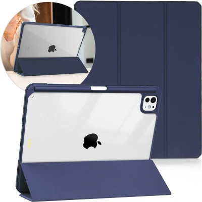 Afbeelding van iMoshion Tablet Hoes Geschikt voor iPad Pro 13 (2024) M4 Trifold Hardcase Bookcase Donkerblauw
