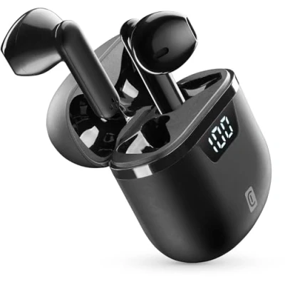 Afbeelding van cellularline SEEK PRO Draadloze hoofdtelefoon met oplaadhoes Snel opladen: 45 minuten LED display: weergave percentage resterende lading hoes Playtime: 15 uur zwart