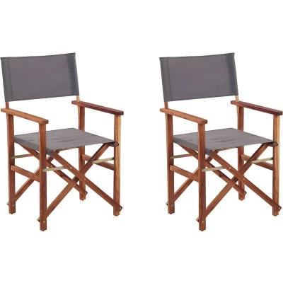 Afbeelding van Beliani CINE Tuinstoel set van 2 LichthoutGrijsBlad Polyester