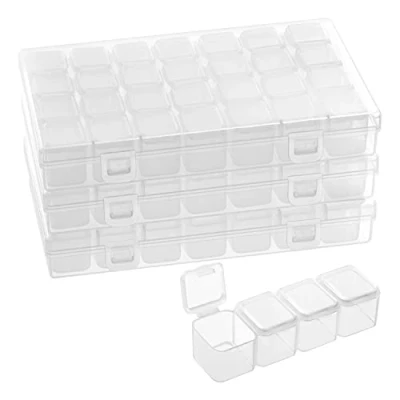 Afbeelding van Belle Vous Plastic Diamant Dot Schilderij Opbergdoos met 28 Rasters (3 Stuks) Transparante Organisatiedozen Bakjesdoos voor Knutselen, Borduren, DHZ Nagelkunst, Sieraden, Kralen en Diamanten