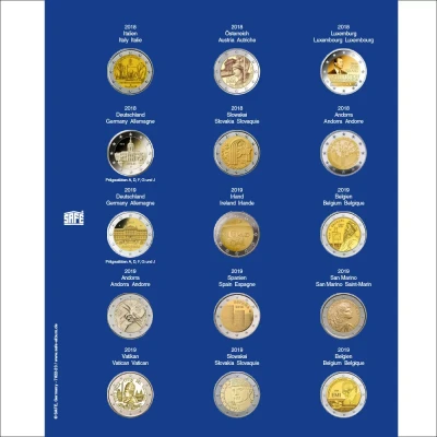 Afbeelding van Safe Safe, TOPset, Supplement 2 Euromunten zonder capsules 2018/19 blad 23 Transp/blauw voordrukblad afm: 185x230 mm. per st.