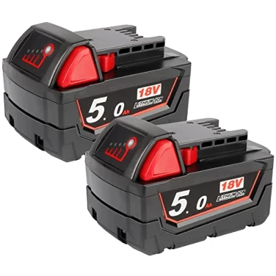 Afbeelding van Powarobor M18B5 Set van 2 reservebatterijen 18 V 5,0 Ah voor Milwaukee M18 48 11 1860