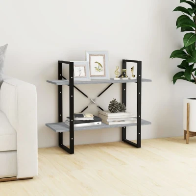Afbeelding van Boekenkast met 2 schappen 80x30x70 cm bewerkt hout grijs sonoma