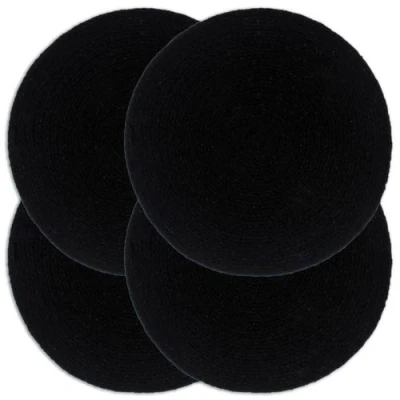 Afbeelding van Placemats 4 st rond 38 cm katoen effen zwart