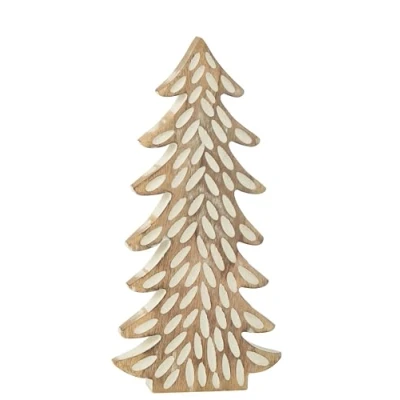 Afbeelding van J Line boom gekerfd mango hout wit/naturel large