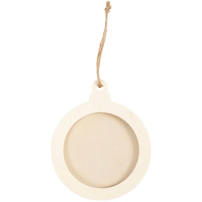 Afbeelding van Houten Ronde Lijst Hanger 8cm, 24st.